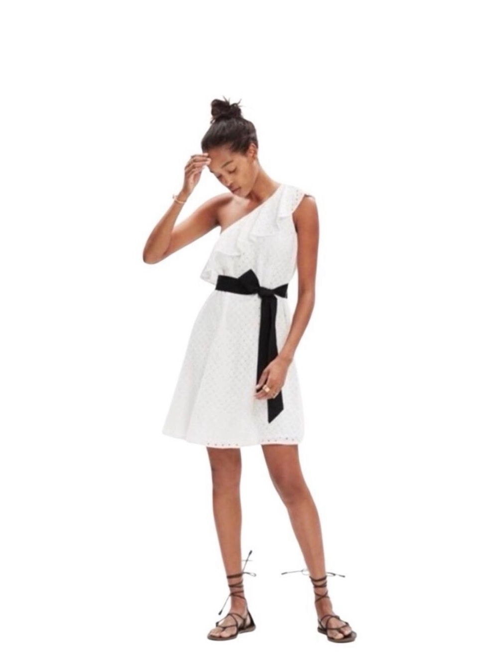 Madewell One-Shoulder White Eyelet Dress